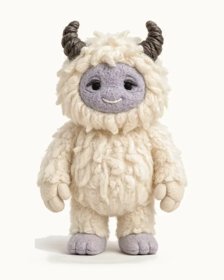 Nuka, a soft cream plush figure